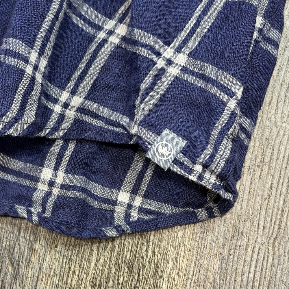 Peter Millar Men's Size XXL‎ Blue Plaid 100% Linen Button Up Long Sleeve Shirt - Picture 6 of 13